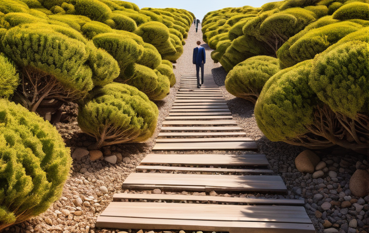 인덱스 펀드의 장기 성과 분석 - **Prompt:** A split image illustrating two distinct investment paths. On the left side, a smooth, ge...