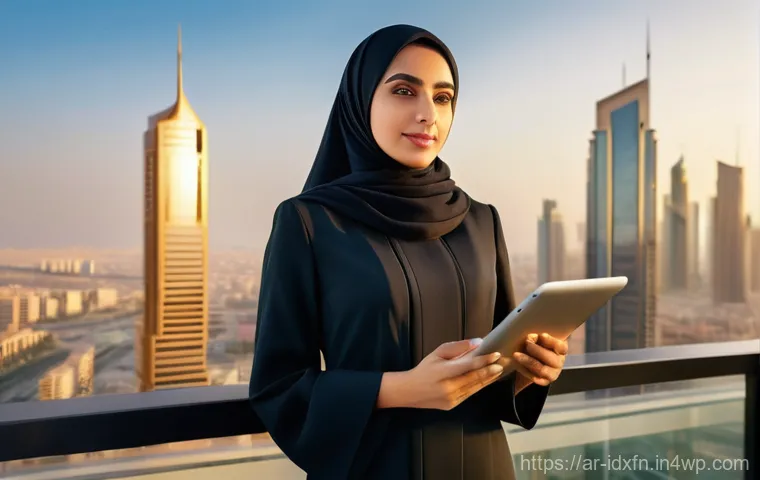 인덱스 펀드 투자에 필요한 기초 지식 - "An inspiring scene of a young Arab professional woman, dressed in a stylish, modest business suit o...
