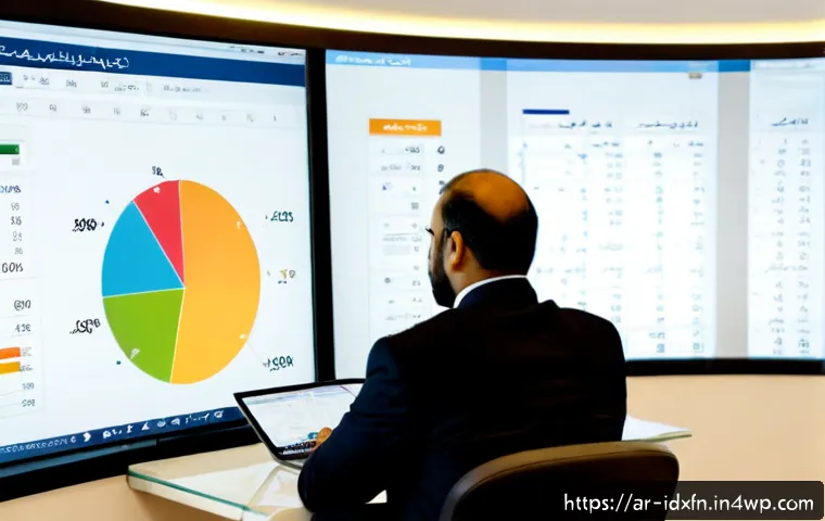 Home 17 인덱스 펀드 자산운용사의 역할 - Photorealistic modern Gulf financial office, a professional Arab asset manager in modest business at...